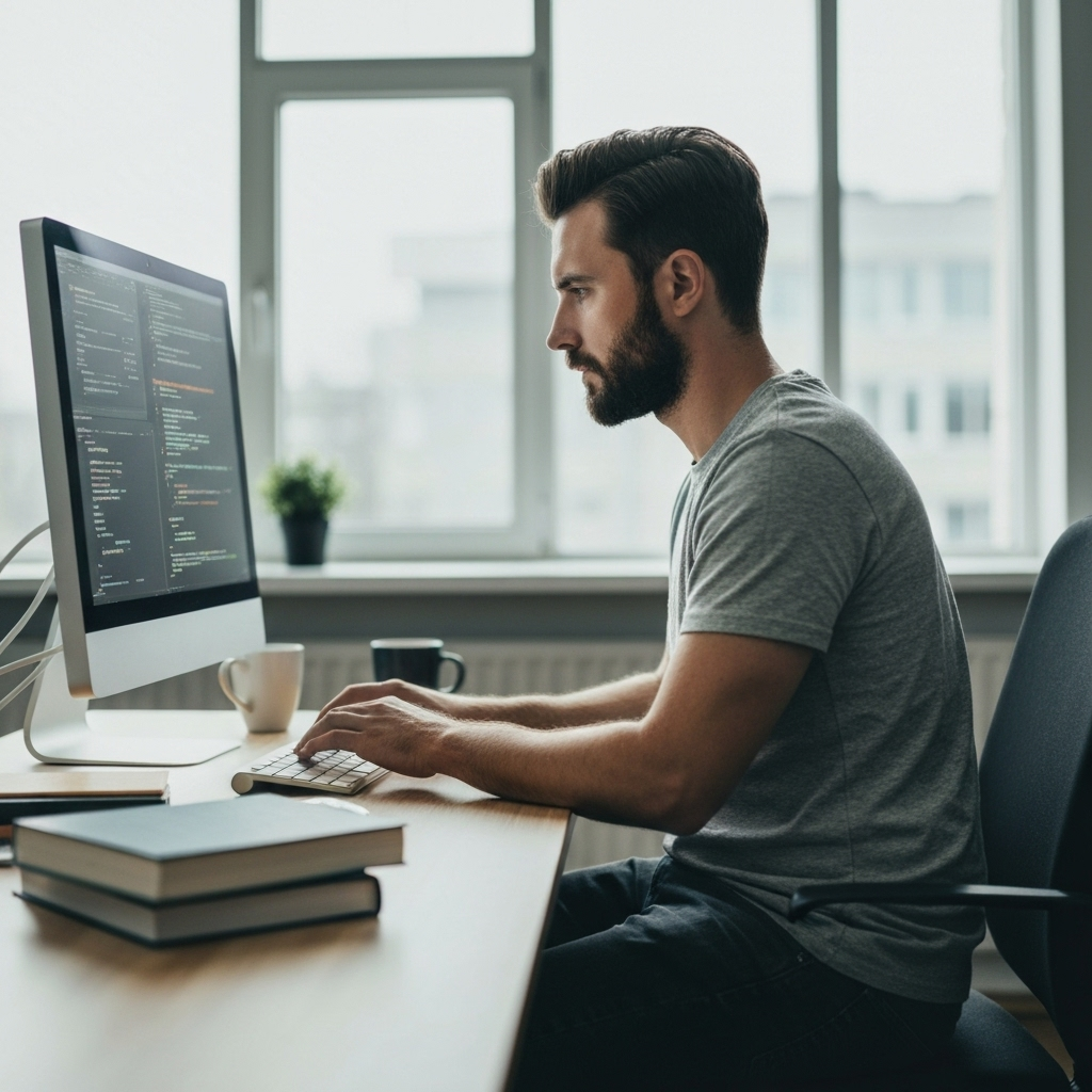 Developer at workstation